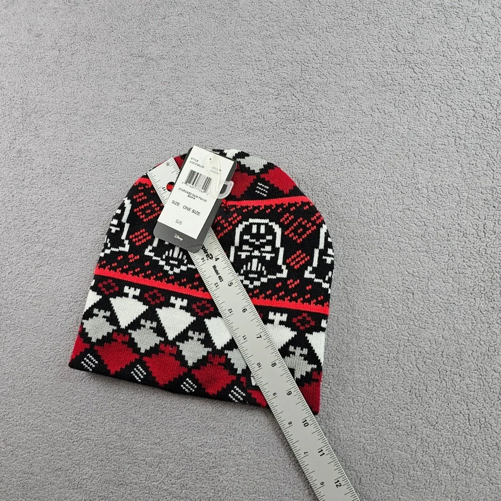 Star Wars Beanie‎ Hat Youth OS Black Fair Isle Knitted Darth Vader Winter Warm